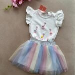 Комплект за момиче с туту пола дъга